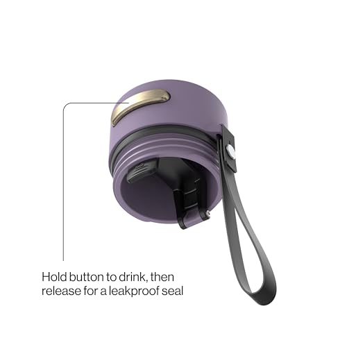 Image of Contigo AutoSeal 16 oz Stainless Steel Vacuum-Insulated Water Bottle with Leakproof Push-Button Spout & Lock, Carry Strap, BPA-Free & Lead-Free, Dishwasher Safe