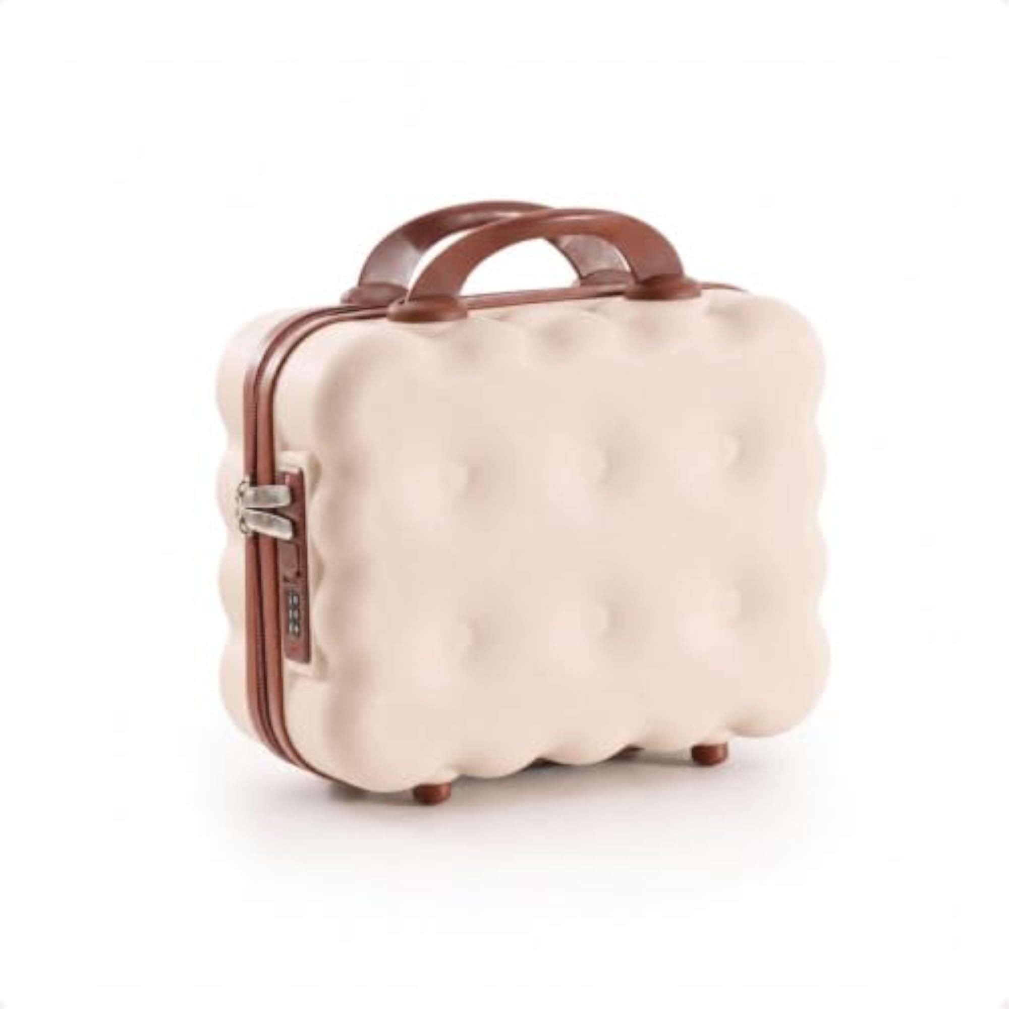 Compact Suitcase-Style Storage Case, Beige Brown