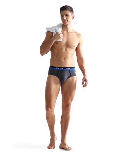 Image of U.S. Polo ASSN. Mens OET07 Dual Tone Cotton Stretch Underwear Briefs - Pack of 3