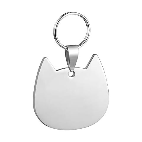 Stainless Steel Pet ID Tags Dog & Cat Tags Personalized & Engraved Custom Identification Tag Engraved Front & Back Dog Collar Tag Cat Shape Cover