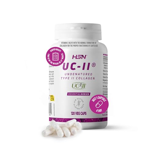 HSN UC-II® 40mg Colágeno Tipo II No Desnaturalizado | 120 Cápsulas Vegetales | Cartílago Natural de Pollo | Vitaminas (D3 K2 C) y Minerales (Manganeso Cobre) | No-GMO, Sin Gluten