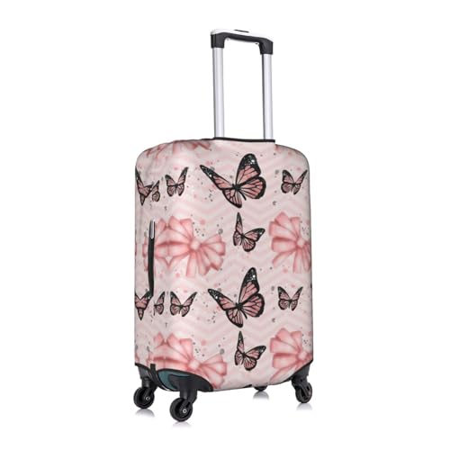 Butterfly Pink Print Travel Elastic Suitcase Luggage Baggage Cover Protector, Washable And Anti-Scratch3