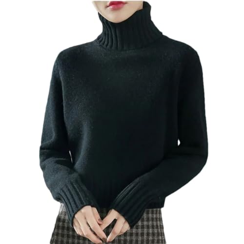 Women's Solid Wool Cashmere Sweater High Neck Solid Color Pullover Warm Knitted Bottom Shirt