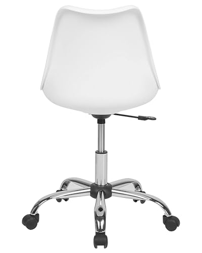 Image of Amazon Brand - Umi Faux Leather Height-Adjustable Modern Revolving Rotary Arm Office Study Desk Chair - Ideal for Spa, Bar, Home - White & Tan Color