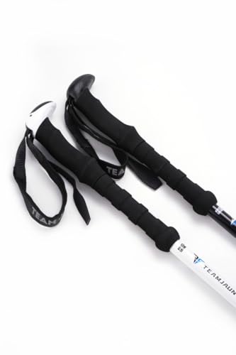 Image of Cloudzy Trekking Pole High Trek Adventures Walking Stick Aluminum Alloy EVA Handle Design Ergonomic Pole Stick Adjustable Hiking Terrain Accessories Telescopic Alloy Pole (White)