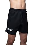 Tenace MMA Pantalón Corto Sin Velcro - Short Entrenamiento Grappling, BJJ, Boxeo, Artes Marciales (FR/ES, Letras, XL, Regular, Regular, Negro)