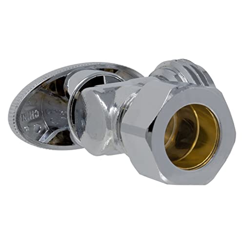 1/4 Turn Washing Machine Angle Stop, 5/8" Od Compression X 3/4" Mht Miiflex Heavy Duty Chrome Plated Brass Quarter Shut Off Valve With Ferrule And Nut For Residential/Commercial [2 Pack] #TOP4