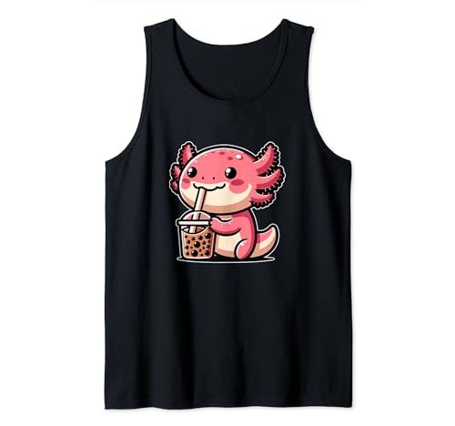 Axolotl Boba Tea Bubble Tea & Cute Anime Kawaii, Niñas Mujeres Camiseta sin Mangas
