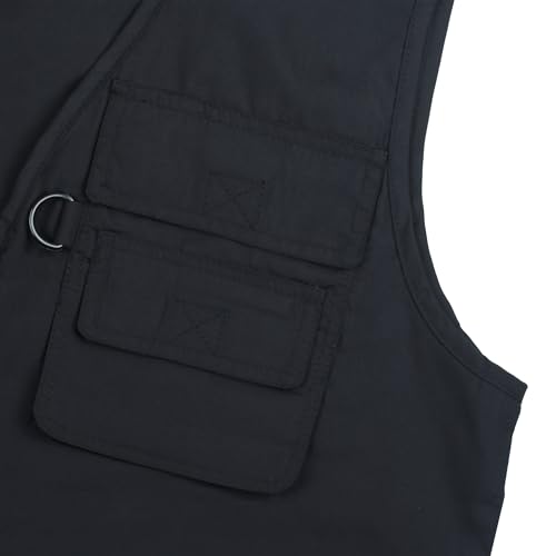 Image of Men's Stone Washed Denim Multi-pocketed Fishing Work Outerwear Vest