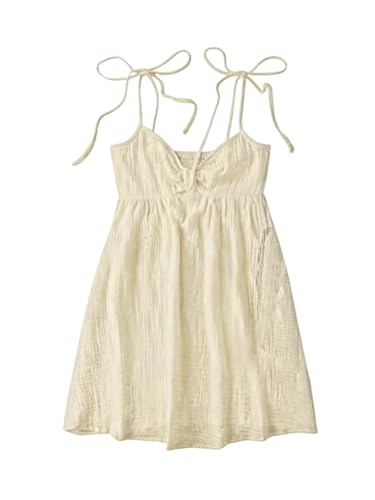 Image of SOLY HUX Women's Summer Cami Sun Dress A Line Tie Shoulder Y2k Cute Casual Short Mini Beach Babydoll Dresses