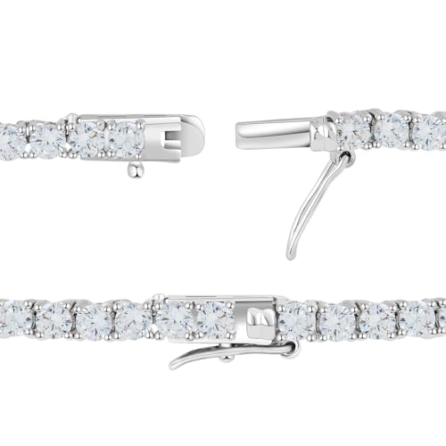 Tennis Necklace 18K White/Yellow Gold Plated 5A 3.0mm Round Cubic Zirconia Cut Faux Diamond Chain for Women and Men 4 Prong Jewelry2