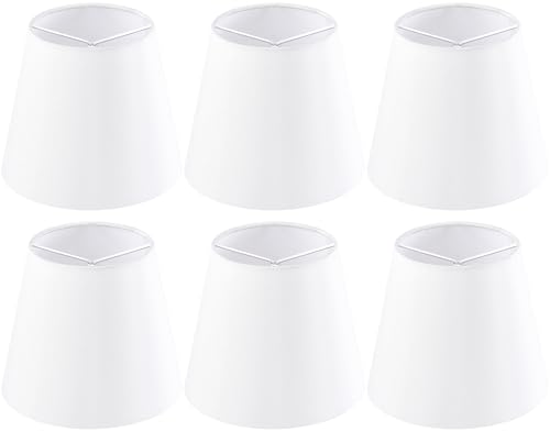 GO&SO Chandelier Shades Set of 6,Clip On Bulb,4 x 6 x 5 in,White Fabric