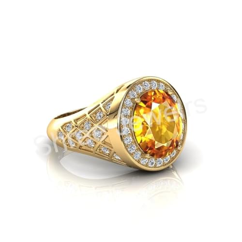 Bague saphir jaune véritable Pukhraj or bague homme et femme