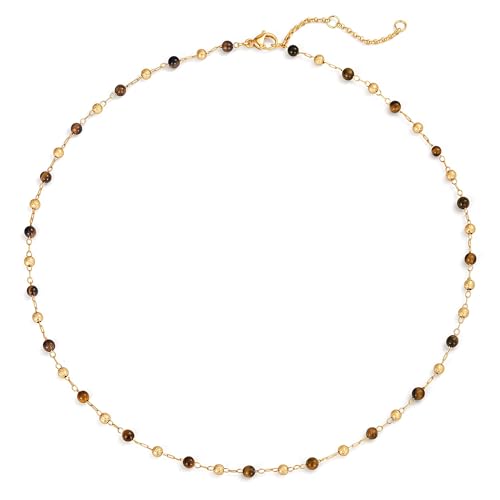 VACRONA Dainty Beads Choker Necklace for Women 14K Gold Plated Small Beads Link Simple Chain Summer Boho Jewelry for Women Trendy