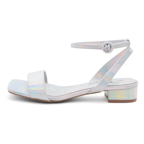 Image of Shoe Land Low Heels for Women 1 Inch Chunky Block Heeled Sandals Square Open Toe Strappy Ankle Strap Dressy Sandals for Wedding Prom Party Office