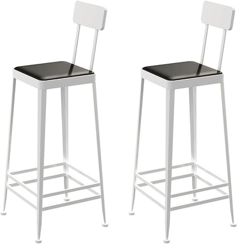 LLSHQ Industrial Bar Stool Metal Stools Chair Height PU Leather 75cm for Kitchen Home Pub Dining Room