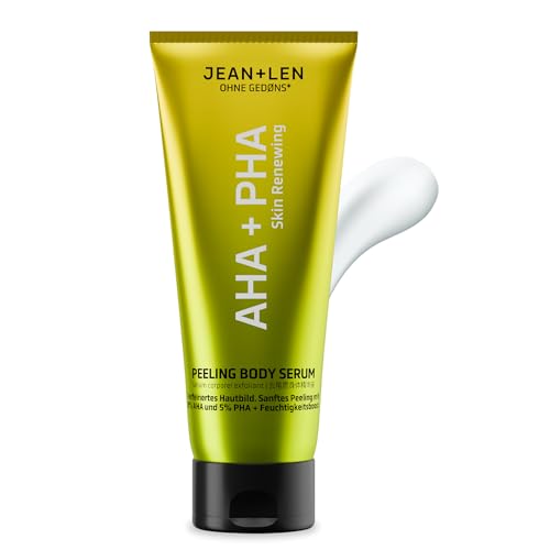 Jean & Len Body Serum AHA & PHA, sanftes Peeling mit 8 % AHA & 5 % PHA, verfeinert das Hautbild, klärt Unreinheiten, spendet Feuchtigkeit, Körperpflege ohne Parabene & Silikone, vegan, 200 ml
