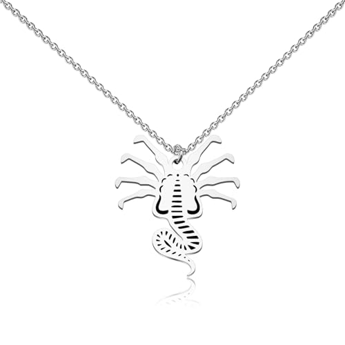 WUSUANED Facehugger Bug Necklace Hugger Alien Creature Inspired Jewelry Facehugger Gift Scary Alien Animal Gift (Facehugger Bug Necklace)