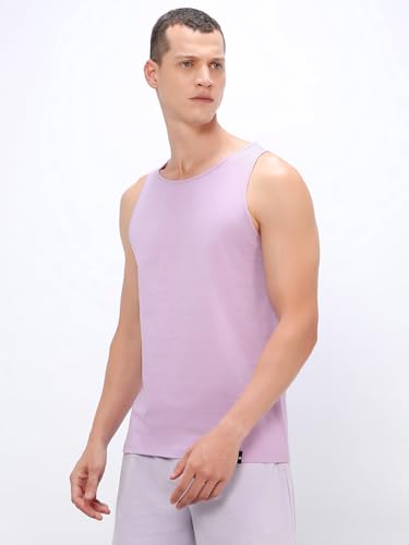 Image of Bewakoof Men's Solid Regular Fit Sleeveless Round Neck Cotton Vest