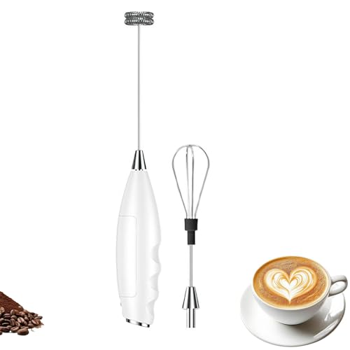 Mousseur à lait portable rechargeable avec 2 fouets amovibles en acier inoxydable, fouet électrique réglable, mélangeur à main pour latte, cappuccino,...