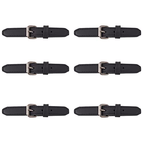 FINGERINSPIRE 6 works Leather Sew-On Toggles Closures Black PU Leather Snap Toggle Duffle Jacket Buckle Metal Leather Clasp Fastener Replacement Snap Toggle for Shoes Coat Jacket Bags DIY Craft