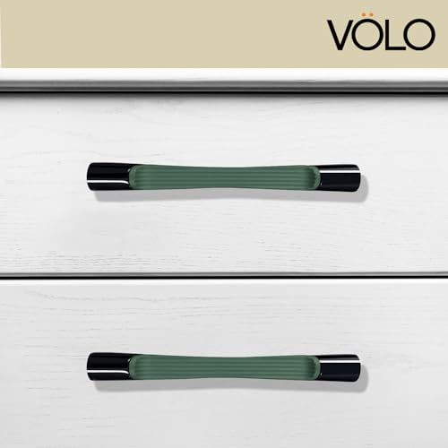 Image of VOLO Wardrobe Cabinet Handle - Sleek Pull Handle for Drawers, Wardrobes, Sliding Doors, and Cabinets in Kitchen, Bedroom, and Office (R-241) (2, Green, 96MM (4 Inch))