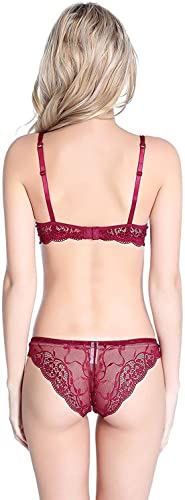 Image of UNITRUST Designer Women's Bra and Panty Set Lace Push Up Solid Lingerie Set