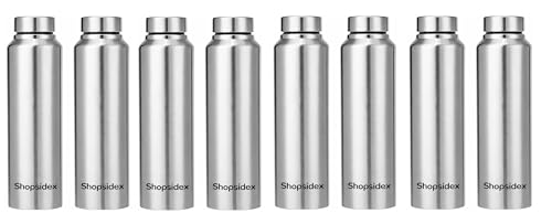 Image of bottle Stainless Steel Water Bottle, 1000 ml, Silver, Leak-Proof, Modern Design Stainless Steel Water Bottle,school /college /office /home /kitchen /gym /travelling (Pack 8)