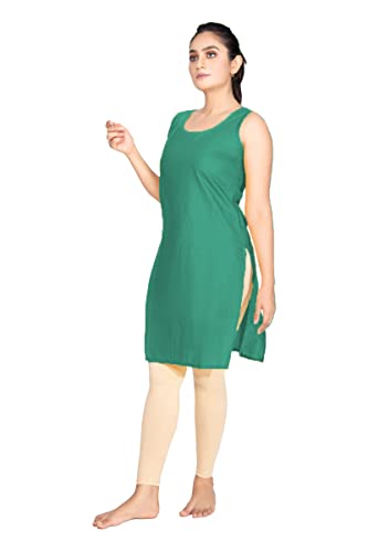 Image of Women's Cotton Long Camisole for Kurti /Suit Slip /Long Inner /Samij for Women Sameej /Knee Length Inner Wear /Sameez /Kurti Slip /Round Neck /Invisible