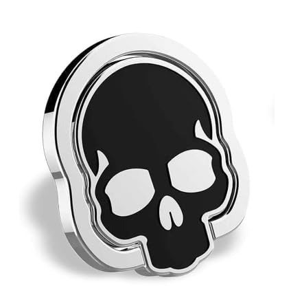 TOFINZO Phone Finger Skull Ring Grip, Adjustable Finger Ring Holder, Magnetic Car Mount, Phone Stand For All Devices and Tablets - Black, Red, White (Black)