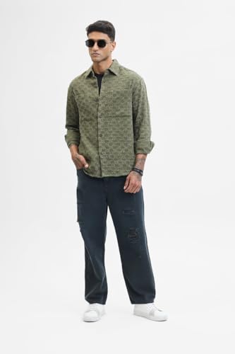 Image of SNITCH Olive Textured Overshirt