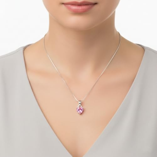 Image of Parnika 925 Sterling Silver Heart Solitaire Zircon Pendant for Women and Girls | Gift for Women n Girls | With Certificate of Authenticity | Pendant Only | Locket|