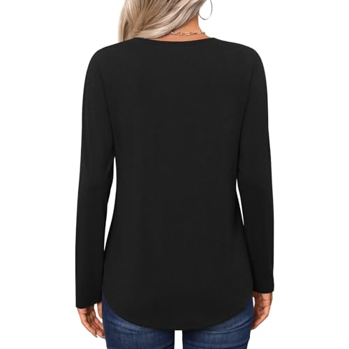 LONGYUAN Blouses for Womens Fall Fashion 2025 Casual Long Sleeve Tops V-Neck Outfits Tunic Shirts3