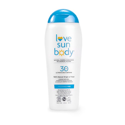 Love Sun Body 100% Natural Mineral Sunscreen SPF 30 Fragrance-Free 200 ml Reef-Safe with Non-Nano Zinc Oxide for Face and Body, Chemical-Free, Moisturizing, Water-Resistant