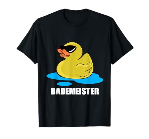 Lustige Gelbe Badeente Quietscheente Schwimmen Bademeister T-Shirt
