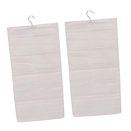 PRETYZOOM 2pcs Thicken Double Sided Storage Bags for Closet Compartments Organizer for Underwear and Socks Convenient Hanging Cloth Storage Space Saving Wardrobe Accessory
