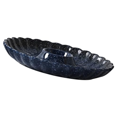 Plato de cerámica azul redondo para sushi y acompañamientos miniatura 1