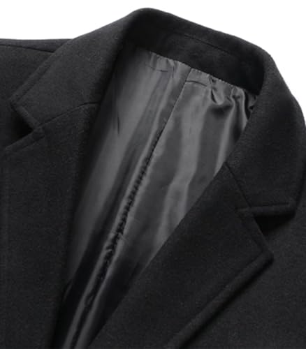 Image of FTIMILD Mens Wool Blend Long Trench Coat Notch Lapel Single Breasted Overcoat with Pockets