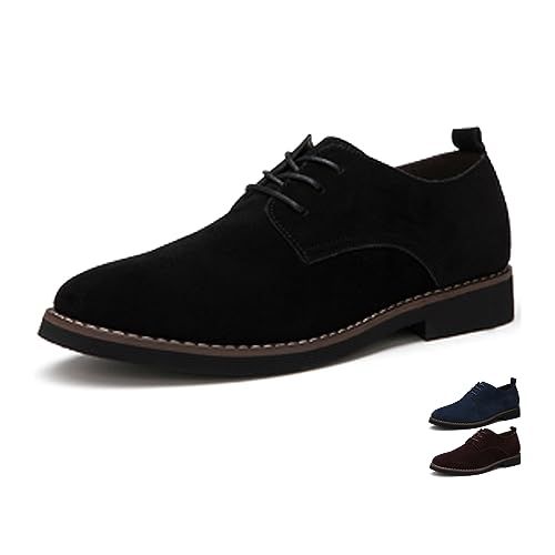 Image of Men's Suede Classic Oxfords Casual Lace Up Low-Top Dress Shoes British Business Wing Tip Formal Shoes