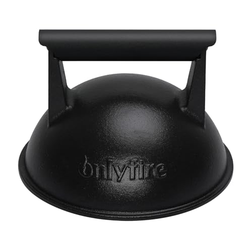 onlyfire Cloche de Cuisson en Fonte pour Plancha et Brasero, Cloche Burger Ronde avec Poignée pour Barbecue et Cuisine, Couvercle Plancha pour Viande Patisserie