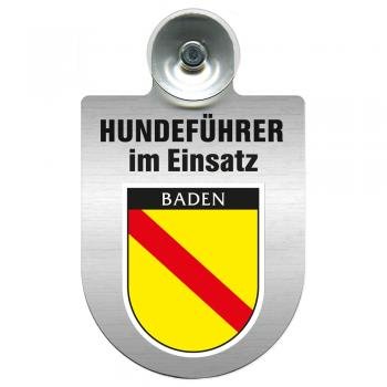 Einsatzschild Windschutzscheibe incl. Saugnapf - Hundeführer im Einsatz - 309381- Regionen nach Wahl Farbe Region Baden