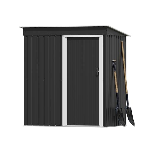 Devoko Geräteschuppen Metall 5x3 FT (2.1 m³), Inkl. Handschuhe, Schiebtür, Anthrazit