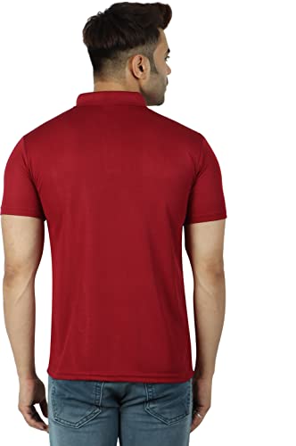 Image of Regular Fit Solid Men Polo Neck Collar T-Shirt Pack of 1 Maroon