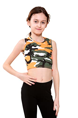 Image of Kids Girls Neon Fluorescent Vest Crop Tops T-Shirt Tee Top Dance Wear Gymnastic Fancy Dress Age 5-14 Years