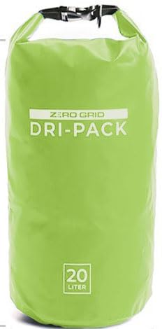 Zero Grid Waterproof Outdoor Dry Bag, Roll Top, 20 Liter, Lime Green