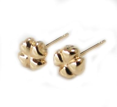 Amazon.co.jp: K18 4つ葉 クローバー ピアス 18金 地金ピアス