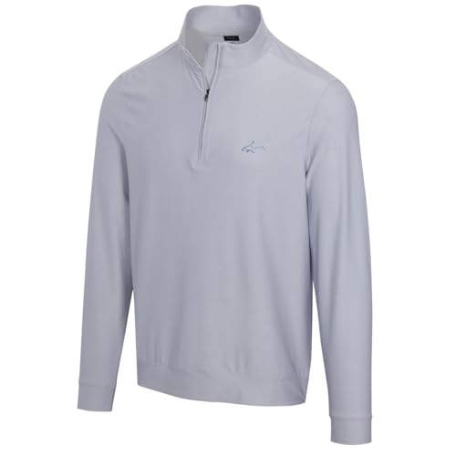 Greg Norman Backswing - Chaqueta de golf con cremallera de un cuarto para hombre, color plateado, plata, L