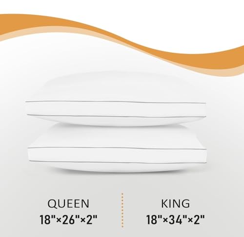Image of viewstar Down Feather Silver Piping Pillow - Opulent Comfort with Our Luxury Hotel Collection Bed Pillow for Blissful Sleeping, Featuring Elegant Piped Edges (Gusseted, Standard (16X26 Inches))