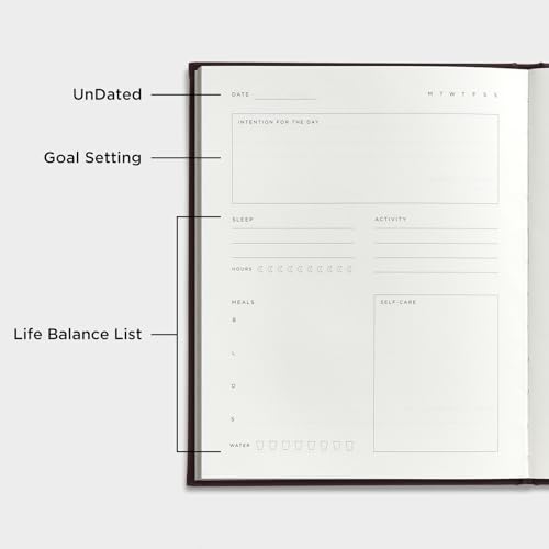 &And Per Se Wellness Journal - Daily Mental Health & Gratitude Journal for Women & Men, Undated Self Care Planner with Goal & Reflection - Hardcover (Black) - 6.5x8 inches