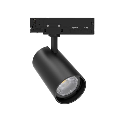 LEDKIA LIGHTING Foco Carril LED Trifásico 40W Fasano CCT Seleccionable Regulable Negro 2700K - 3200K - 4000K Seleccionable